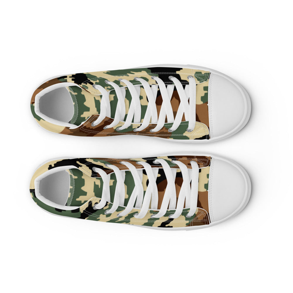 Russian WW2 TTsMKK Disruptive Amoeba Tri Color CAMO Men’s high top canvas shoes - Mens High Top Canvas Shoes