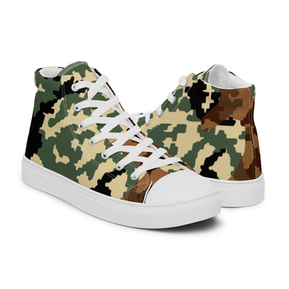 Russian WW2 TTsMKK Disruptive Amoeba Tri Color CAMO Men’s high top canvas shoes - Mens High Top Canvas Shoes