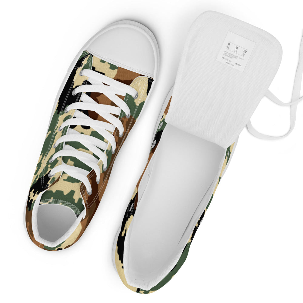 Russian WW2 TTsMKK Disruptive Amoeba Tri Color CAMO Men’s high top canvas shoes - Mens High Top Canvas Shoes