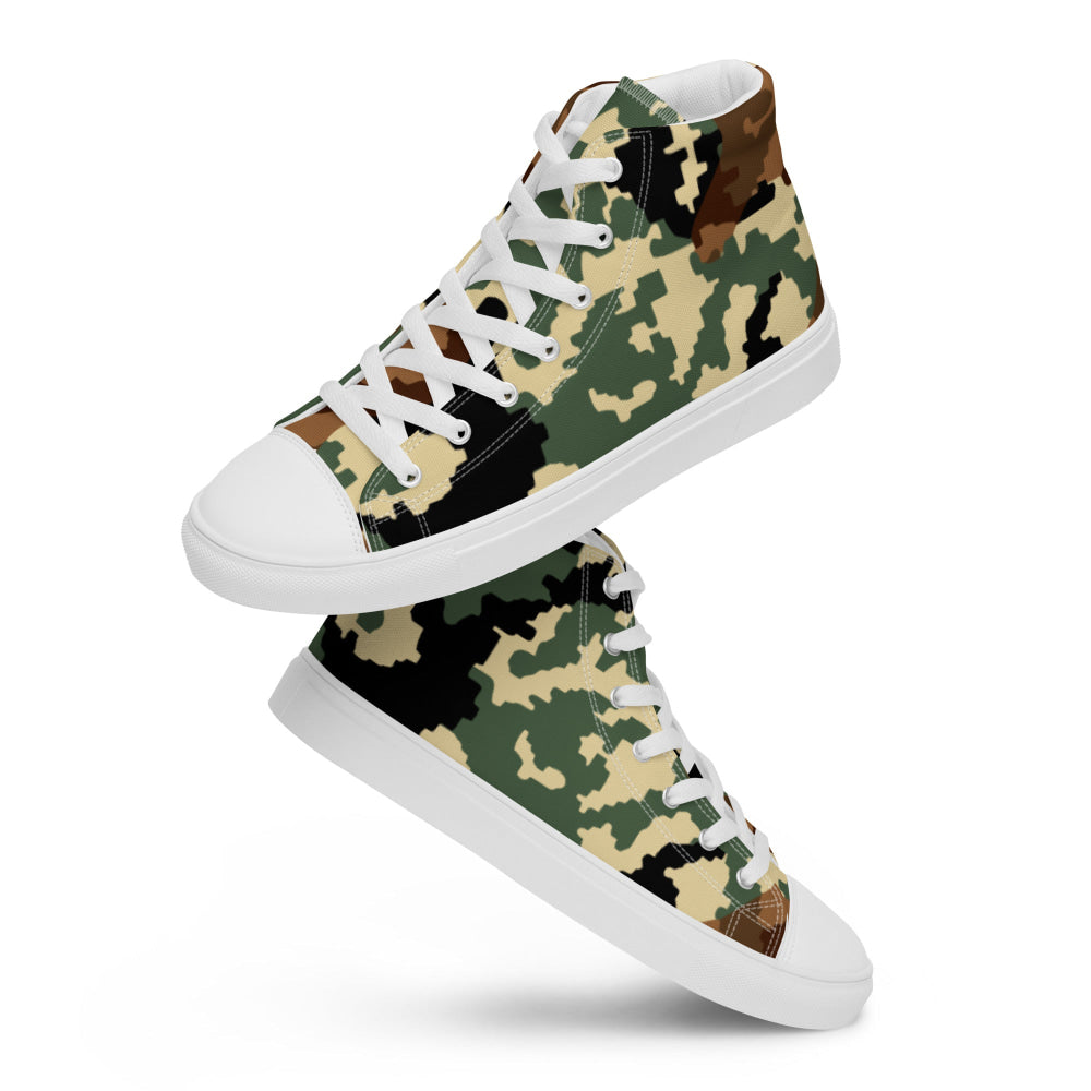 Russian WW2 TTsMKK Disruptive Amoeba Tri Color CAMO Men’s high top canvas shoes - Mens High Top Canvas Shoes