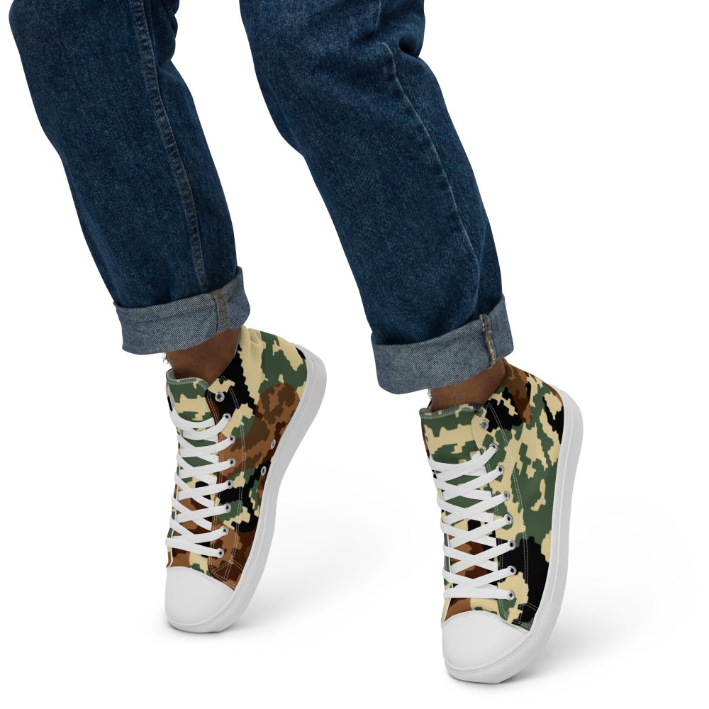 Russian WW2 TTsMKK Disruptive Amoeba Tri Color CAMO Men’s high top canvas shoes - Mens High Top Canvas Shoes