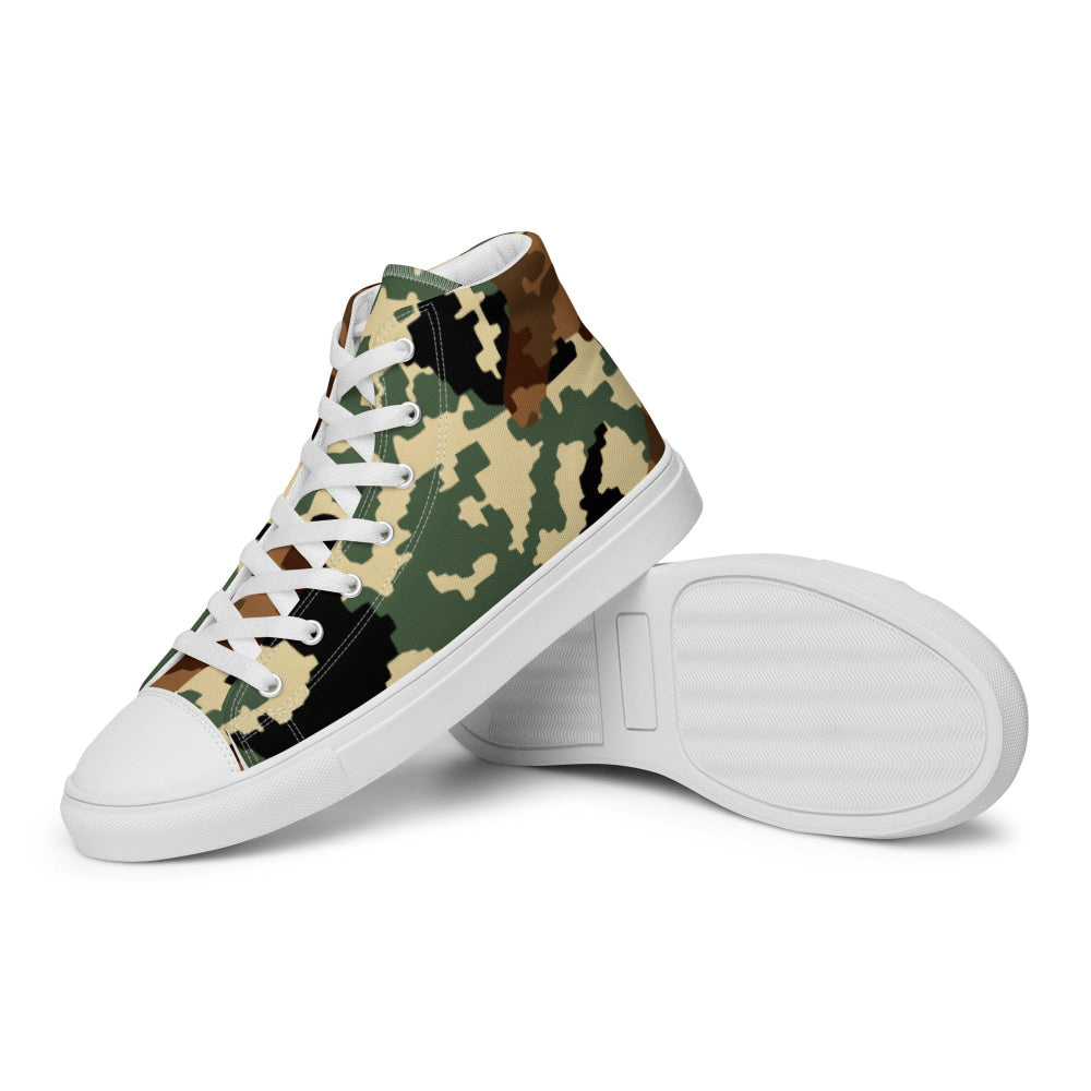 Russian WW2 TTsMKK Disruptive Amoeba Tri Color CAMO Men’s high top canvas shoes - Mens High Top Canvas Shoes