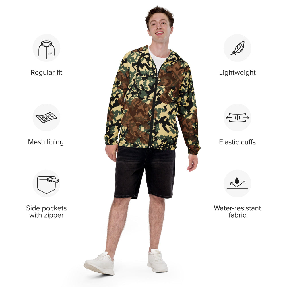 Russian WW2 TTsMKK Disruptive Amoeba Tri Color CAMO Men’s windbreaker - Mens Windbreaker