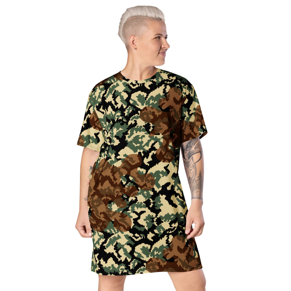 Russian WW2 TTsMKK Disruptive Amoeba Tri Color CAMO T-shirt dress - 2XS - Womens T-Shirt Dress