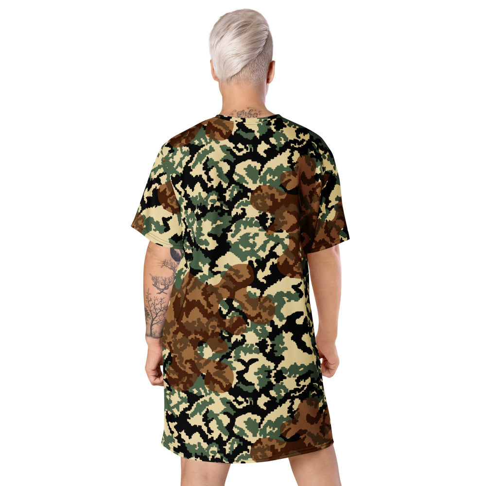 Russian WW2 TTsMKK Disruptive Amoeba Tri Color CAMO T-shirt dress - Womens T-Shirt Dress