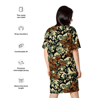 Russian WW2 TTsMKK Disruptive Amoeba Tri Color CAMO T-shirt dress - Womens T-Shirt Dress