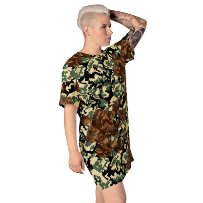 Russian WW2 TTsMKK Disruptive Amoeba Tri Color CAMO T-shirt dress - Womens T-Shirt Dress