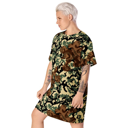 Russian WW2 TTsMKK Disruptive Amoeba Tri Color CAMO T-shirt dress - Womens T-Shirt Dress