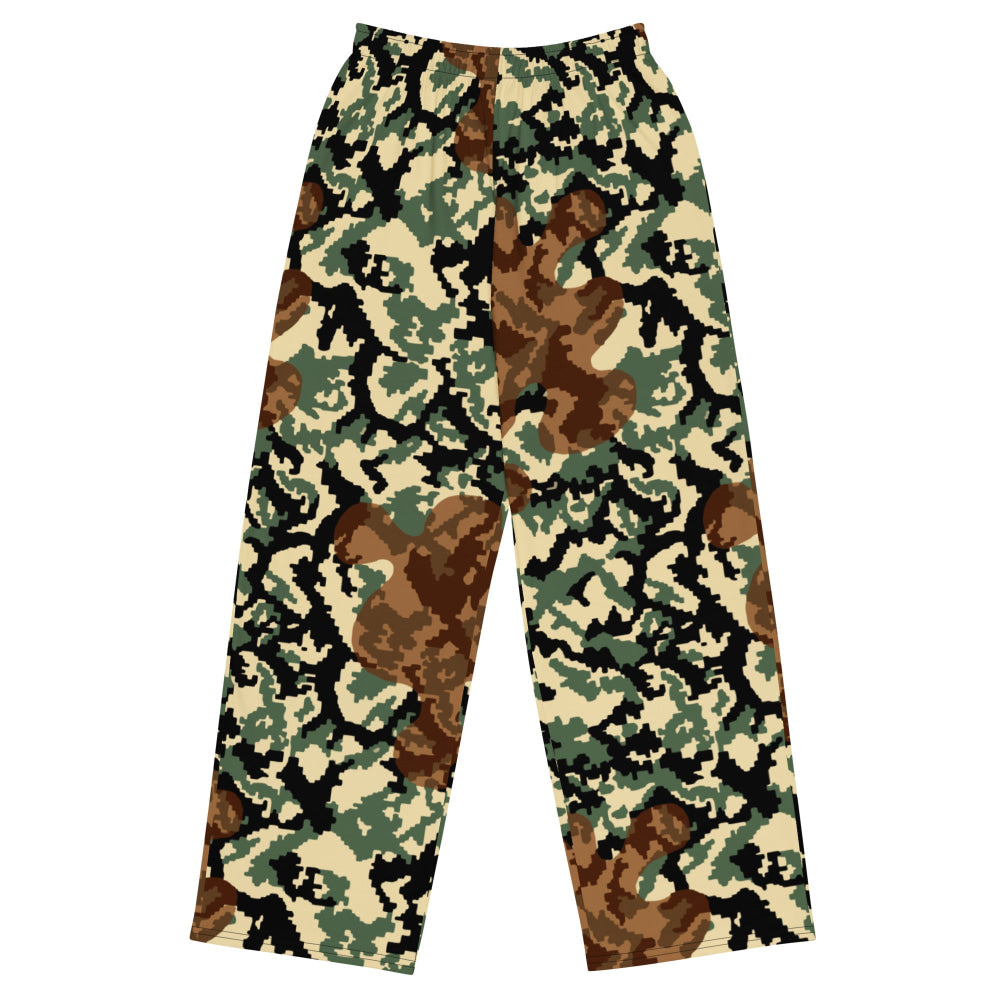 Russian WW2 TTsMKK Disruptive Amoeba Tri Color CAMO unisex wide-leg pants - 2XS - Unisex Wide-Leg Pants