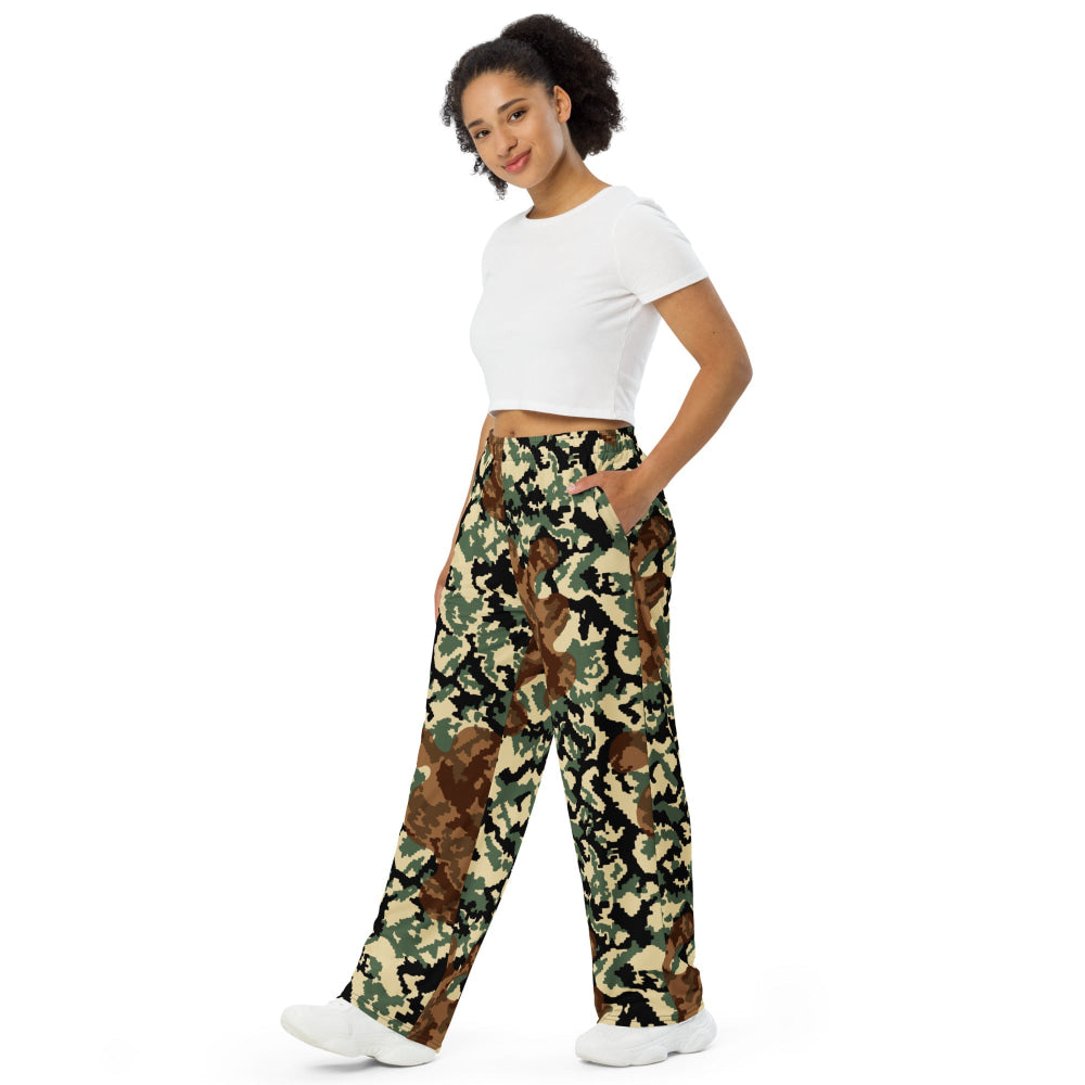 Russian WW2 TTsMKK Disruptive Amoeba Tri Color CAMO unisex wide-leg pants - Unisex Wide-Leg Pants