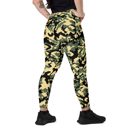 Russian WW2 TTsMKK Disruptive Tri Color CAMO Leggings with pockets - 2XS - Womens With Pockets