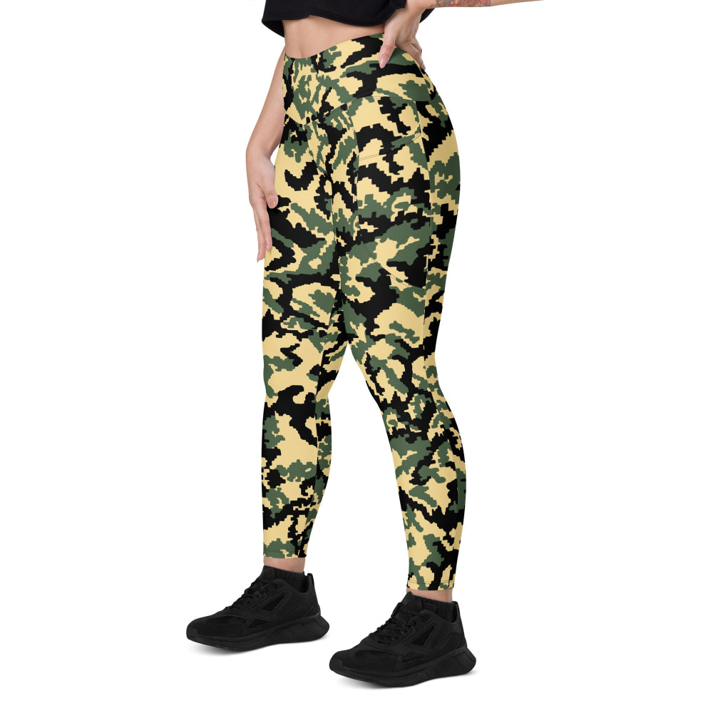 Russian WW2 TTsMKK Disruptive Tri Color CAMO Leggings with pockets - Womens With Pockets