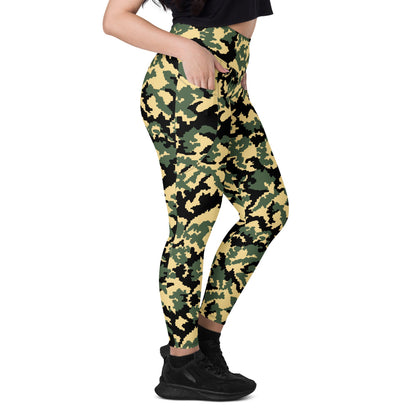 Russian WW2 TTsMKK Disruptive Tri Color CAMO Leggings with pockets - Womens With Pockets