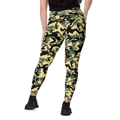 Russian WW2 TTsMKK Disruptive Tri Color CAMO Leggings with pockets - Womens With Pockets