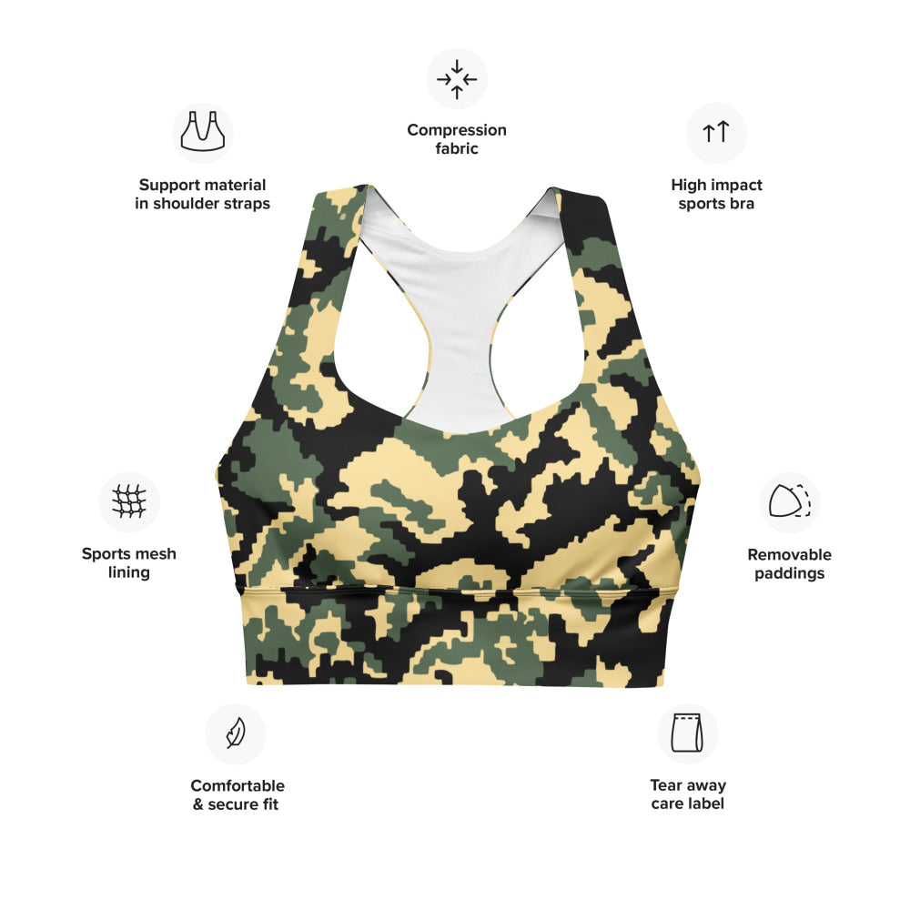 Russian WW2 TTsMKK Disruptive Tri Color CAMO Longline sports bra - Womens Sports Bra