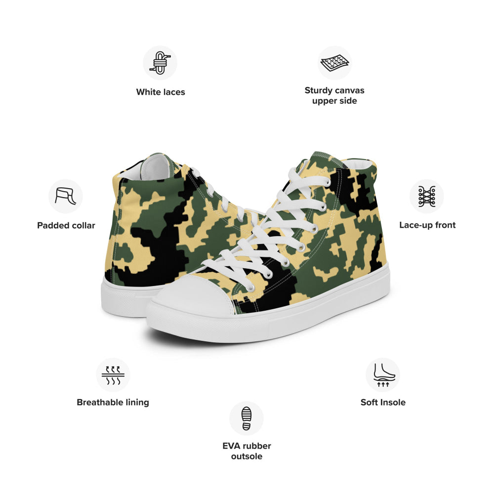 Russian WW2 TTsMKK Disruptive Tri Color CAMO Men’s high top canvas shoes - Mens High Top Canvas Shoes