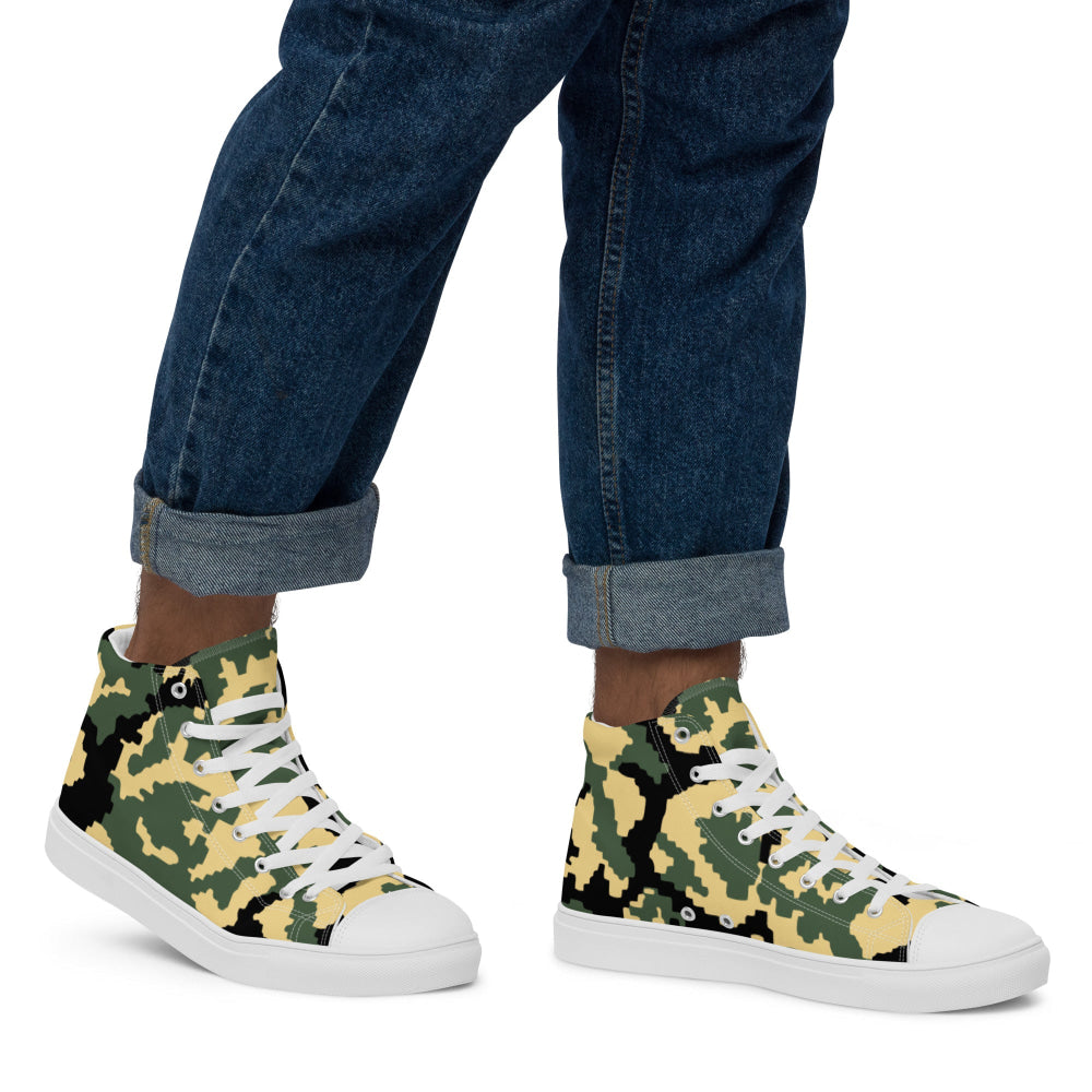 Russian WW2 TTsMKK Disruptive Tri Color CAMO Men’s high top canvas shoes - Mens High Top Canvas Shoes