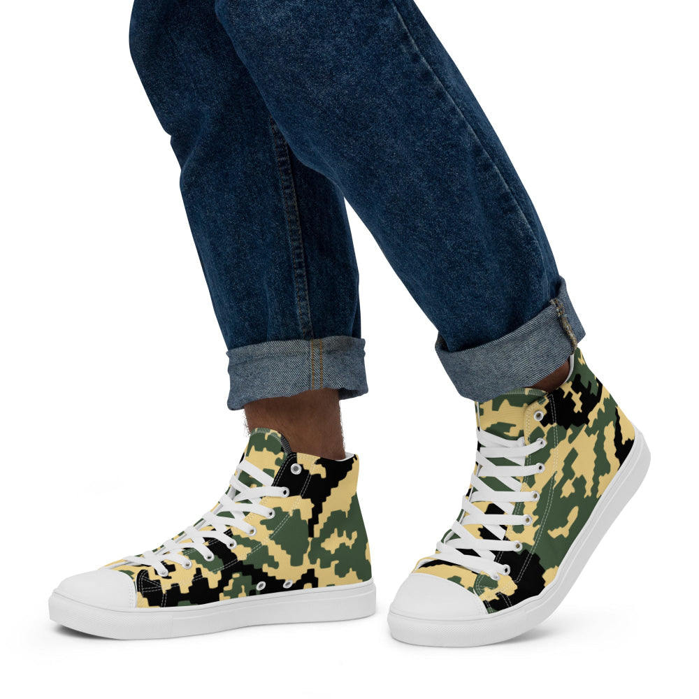 Russian WW2 TTsMKK Disruptive Tri Color CAMO Men’s high top canvas shoes - Mens High Top Canvas Shoes