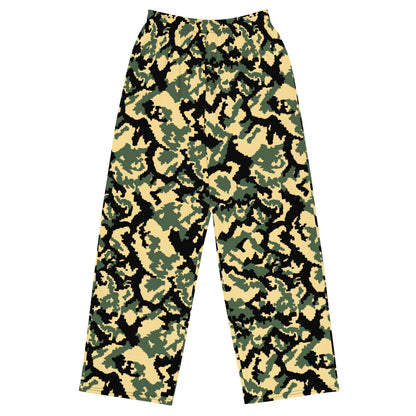 Russian WW2 TTsMKK Disruptive Tri Color CAMO unisex wide-leg pants - 2XS - Unisex Wide-Leg Pants