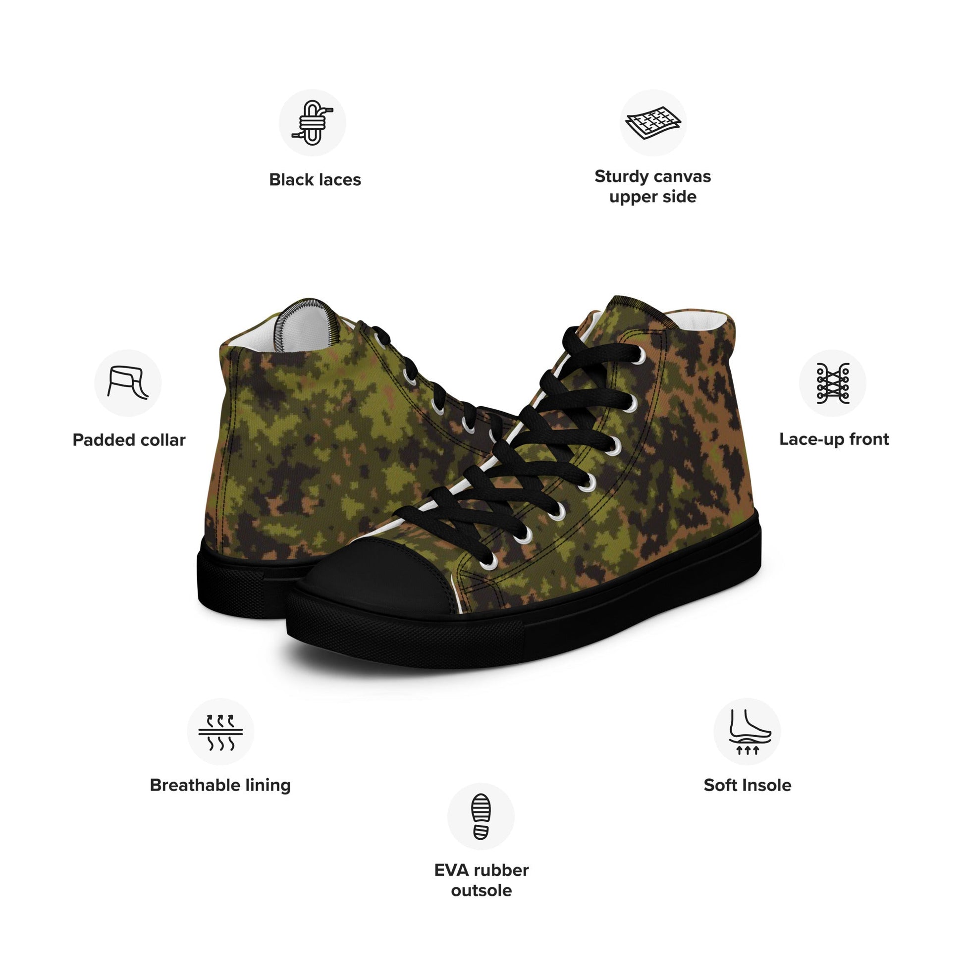 Russian Yeger (Hunter) CAMO Mens high top canvas shoes - High Top Canvas Shoes