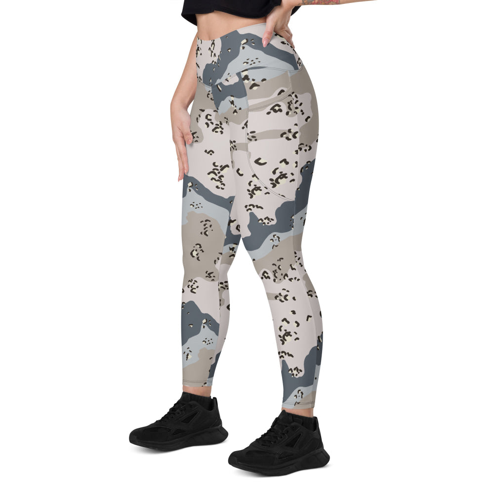 Saudi Arabian Chocolate Chip Desert Border Guard CAMO Leggings with pockets - Womens With Pockets