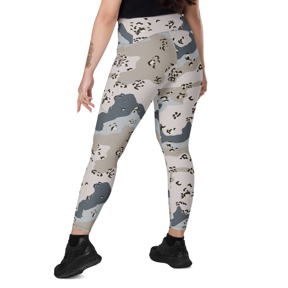 Saudi Arabian Chocolate Chip Desert Border Guard CAMO Leggings with pockets - Womens With Pockets