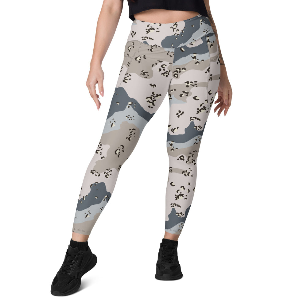 Saudi Arabian Chocolate Chip Desert Border Guard CAMO Leggings with pockets - Womens With Pockets