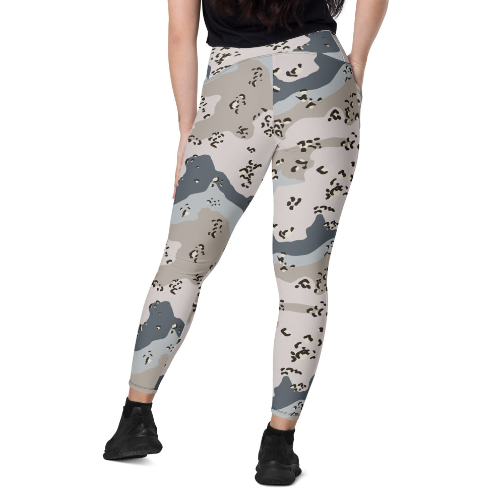 Saudi Arabian Chocolate Chip Desert Border Guard CAMO Leggings with pockets - Womens With Pockets