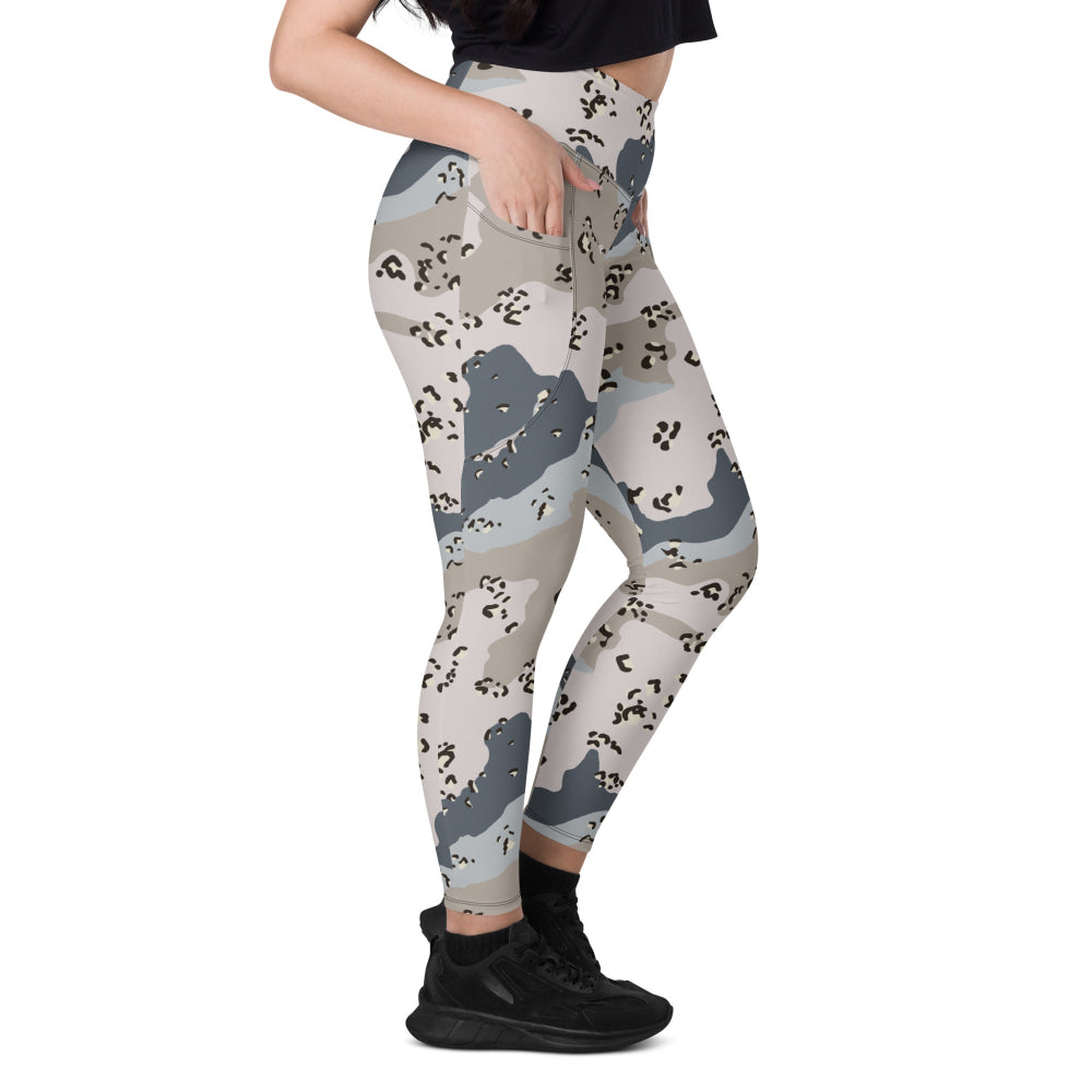 Saudi Arabian Chocolate Chip Desert Border Guard CAMO Leggings with pockets - Womens With Pockets