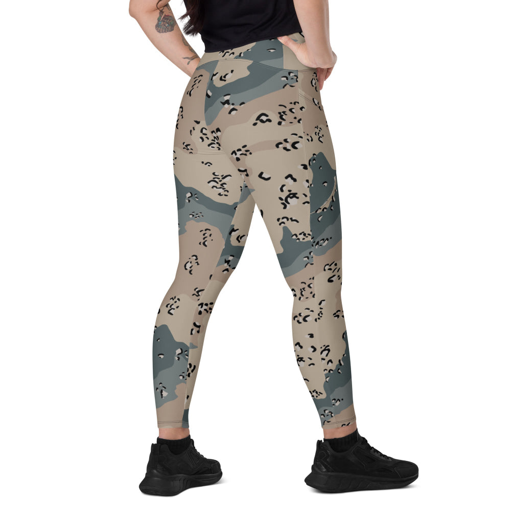 Saudi Arabian Chocolate Chip Desert Marines CAMO Leggings with pockets - 2XS - Womens With Pockets