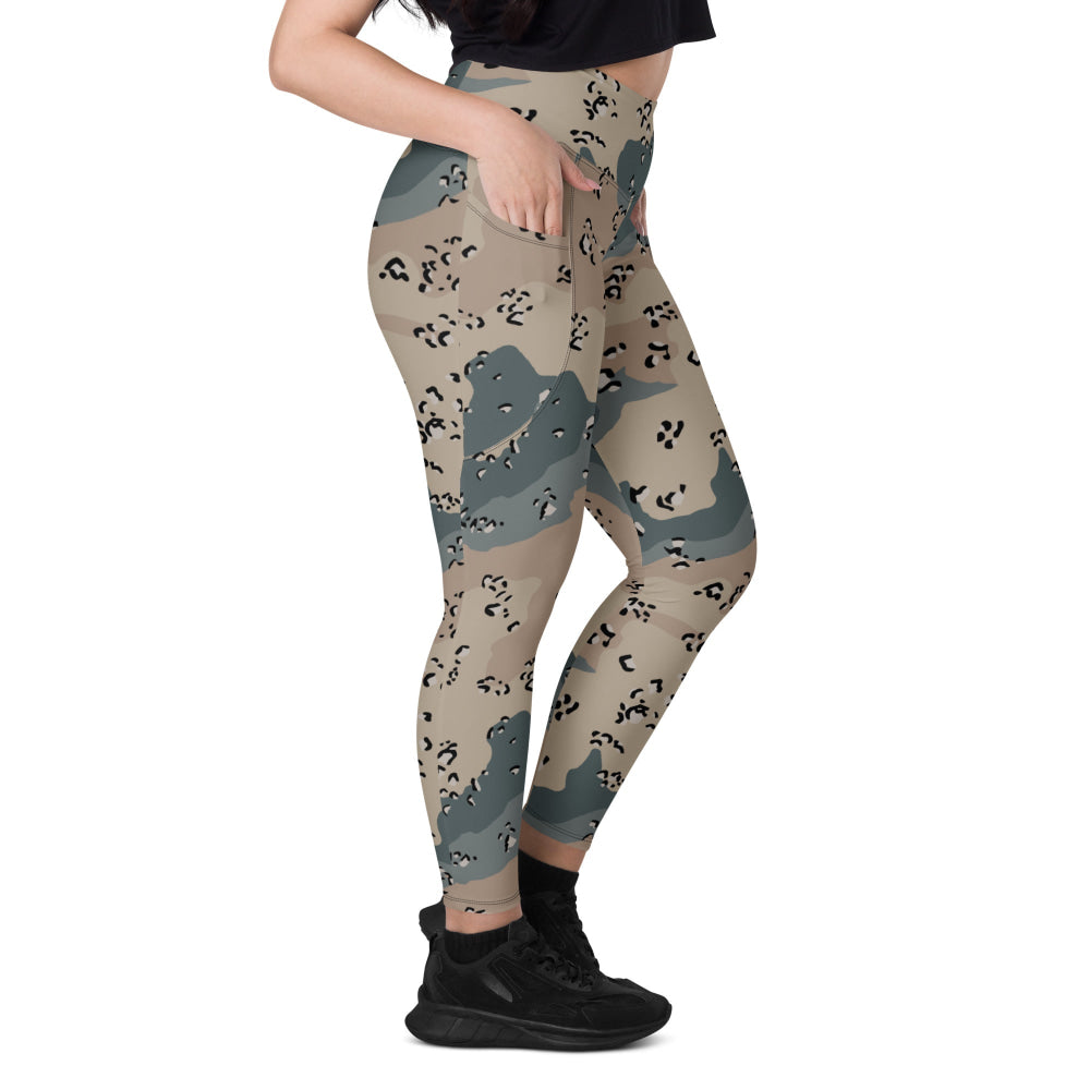 Saudi Arabian Chocolate Chip Desert Marines CAMO Leggings with pockets - Womens With Pockets