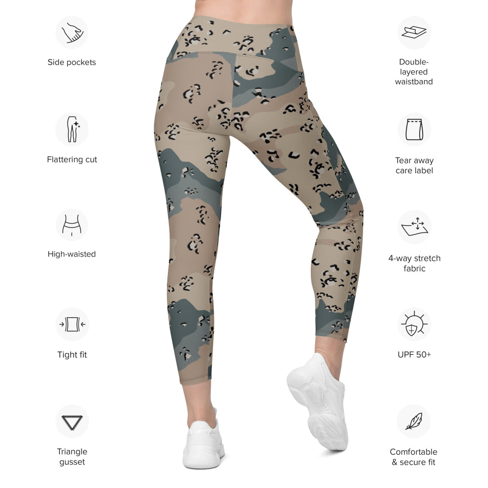 Saudi Arabian Chocolate Chip Desert Marines CAMO Leggings with pockets - Womens With Pockets