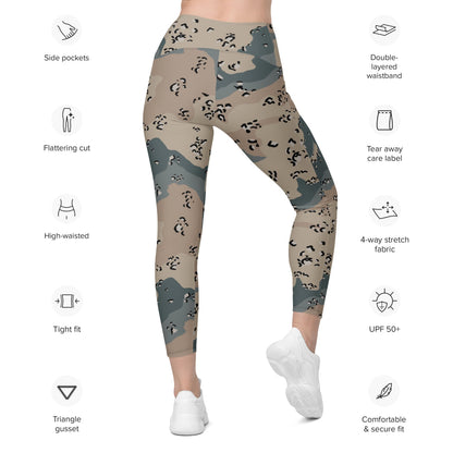 Saudi Arabian Chocolate Chip Desert Marines CAMO Leggings with pockets - Womens With Pockets