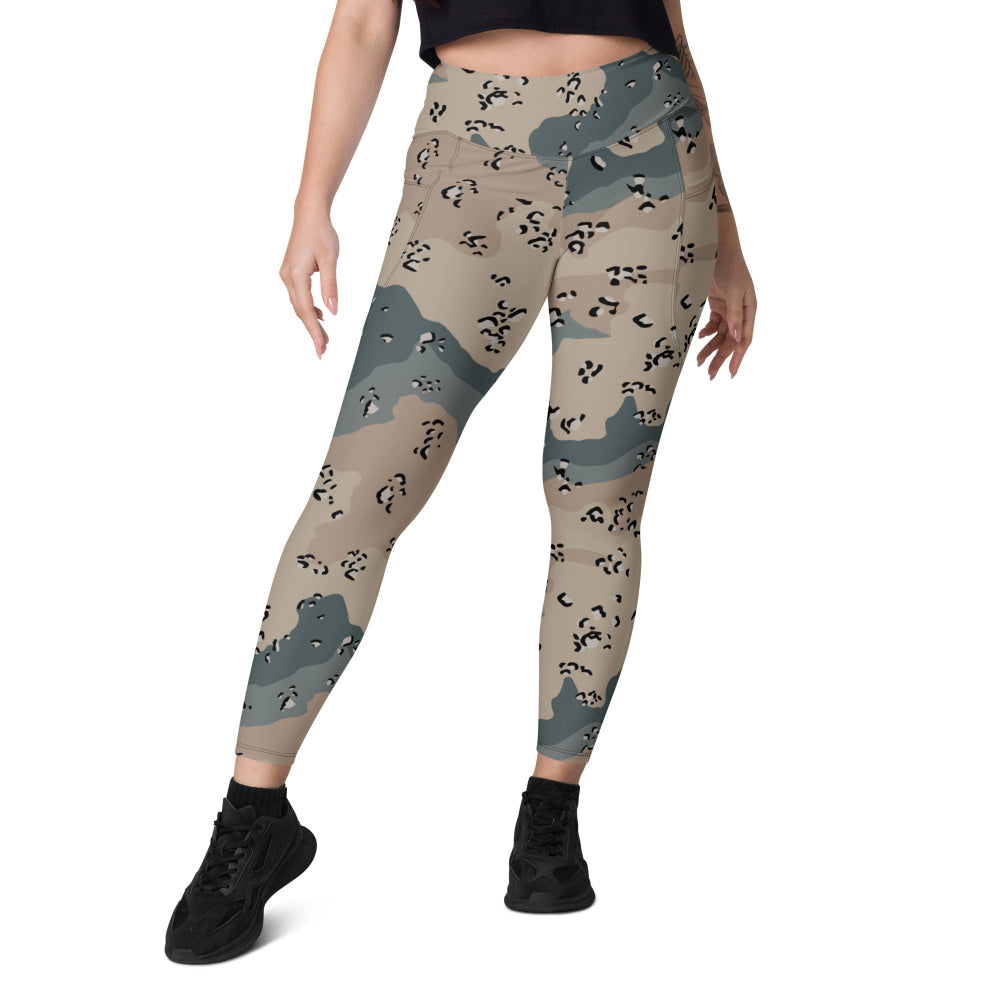 Saudi Arabian Chocolate Chip Desert Marines CAMO Leggings with pockets - Womens With Pockets