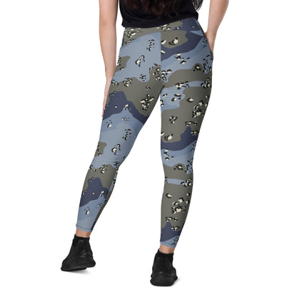 Saudi Arabian Chocolate Chip Security Forces Desert Urban Blue CAMO Leggings with pockets - Womens With Pockets