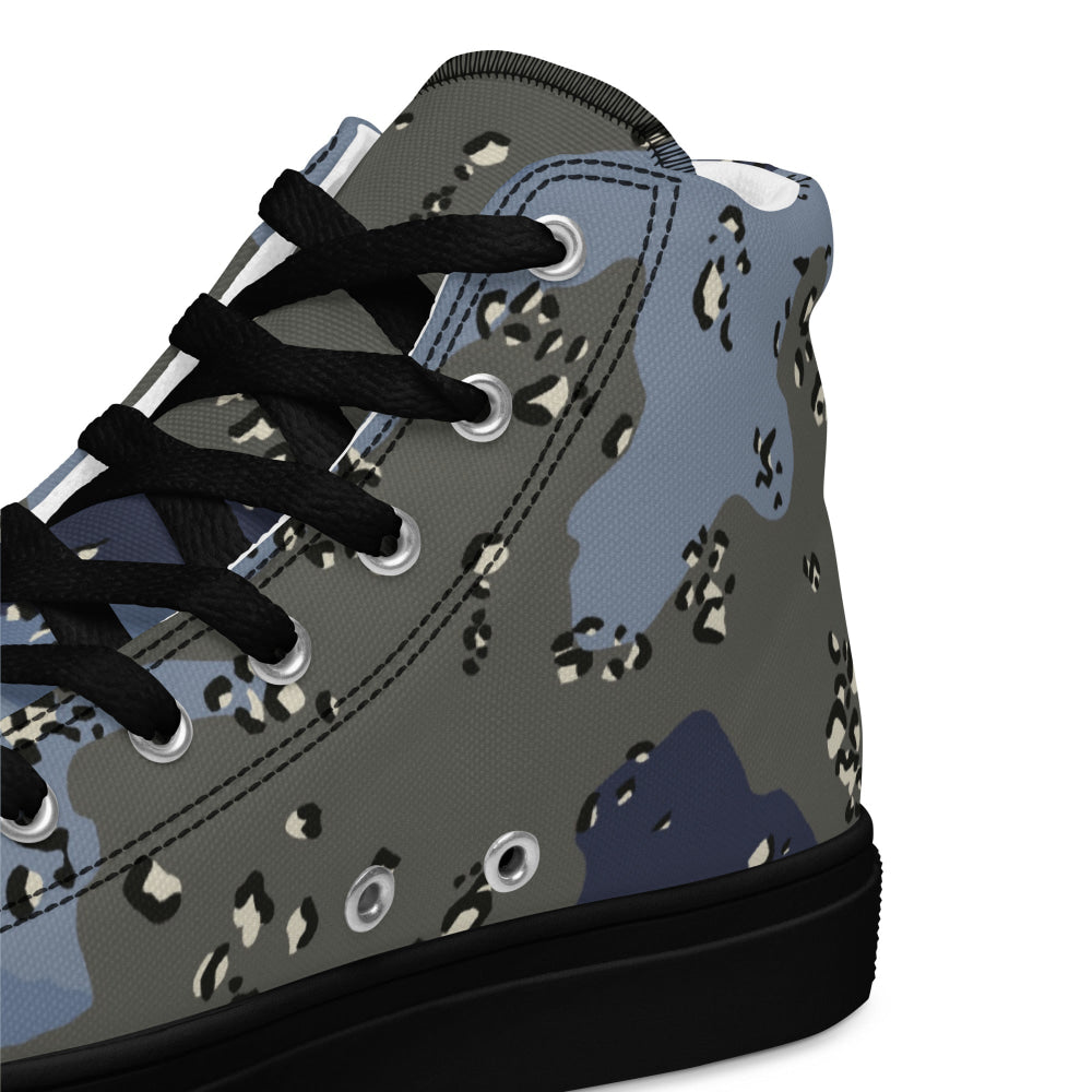 Saudi Arabian Chocolate Chip Security Forces Desert Urban Blue CAMO Men’s high top canvas shoes - Mens High Top Canvas Shoes