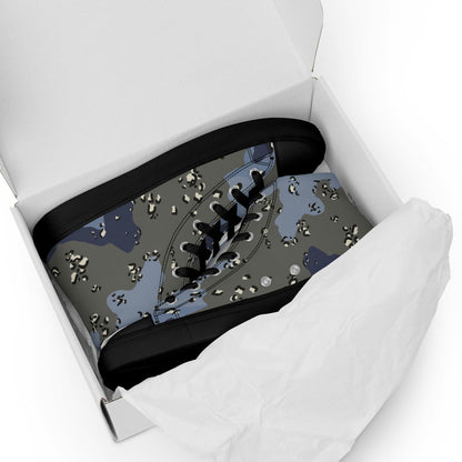 Saudi Arabian Chocolate Chip Security Forces Desert Urban Blue CAMO Men’s high top canvas shoes - Mens High Top Canvas Shoes