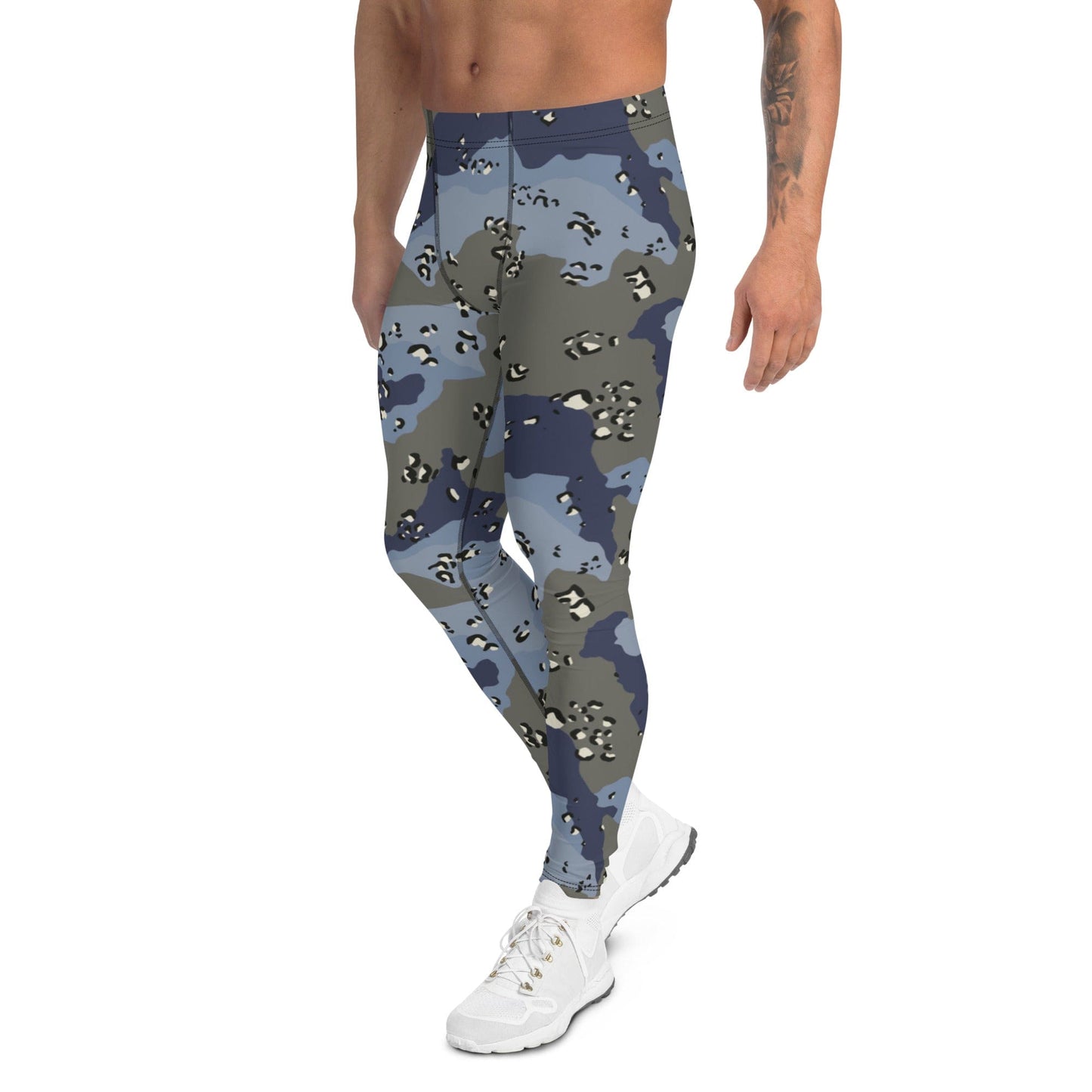 Saudi Arabian Chocolate Chip Security Forces Desert Urban Blue CAMO Men’s Leggings - Mens