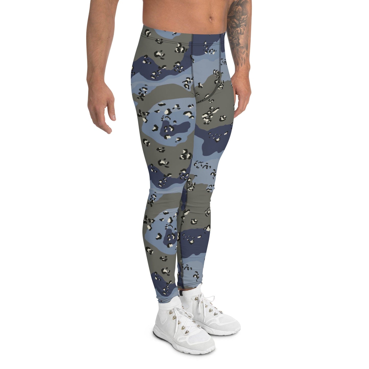 Saudi Arabian Chocolate Chip Security Forces Desert Urban Blue CAMO Men’s Leggings - Mens