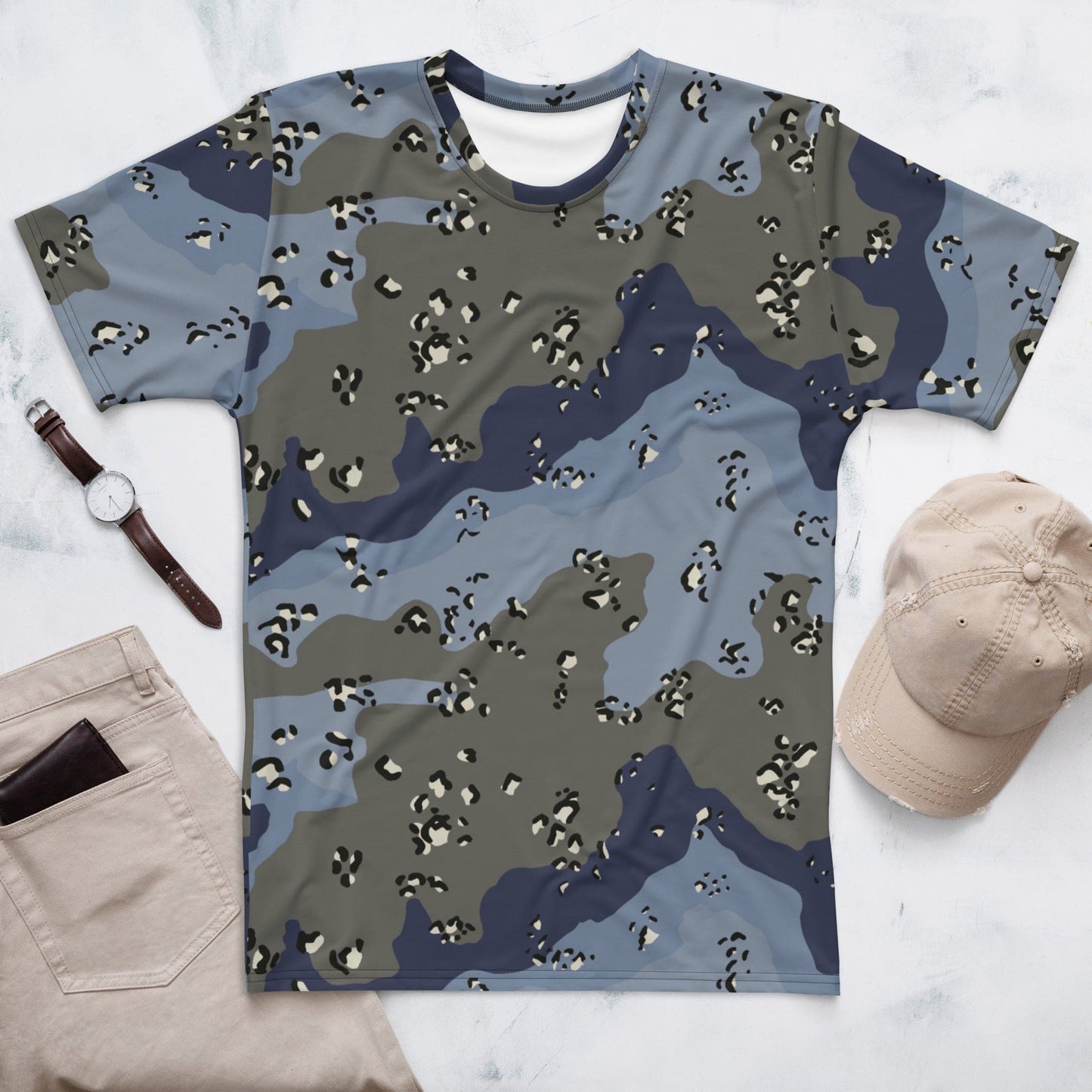 Saudi Arabian Chocolate Chip Security Forces Desert Urban Blue CAMO Men’s t-shirt - XS - Mens T-Shirt