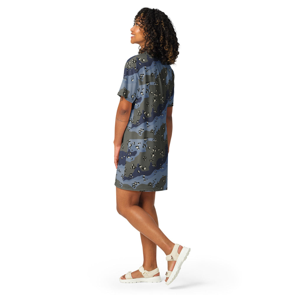 Saudi Arabian Chocolate Chip Security Forces Desert Urban Blue CAMO T-shirt dress - Womens T-Shirt Dress