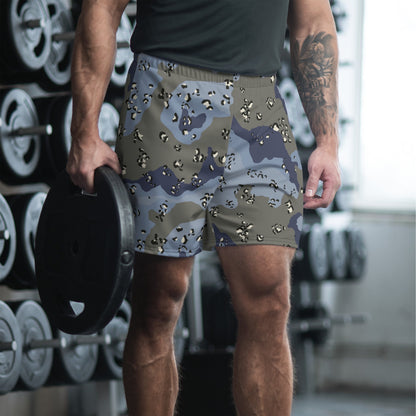 Saudi Arabian Chocolate Chip Security Forces Desert Urban Blue CAMO Unisex Athletic Long Shorts - XS