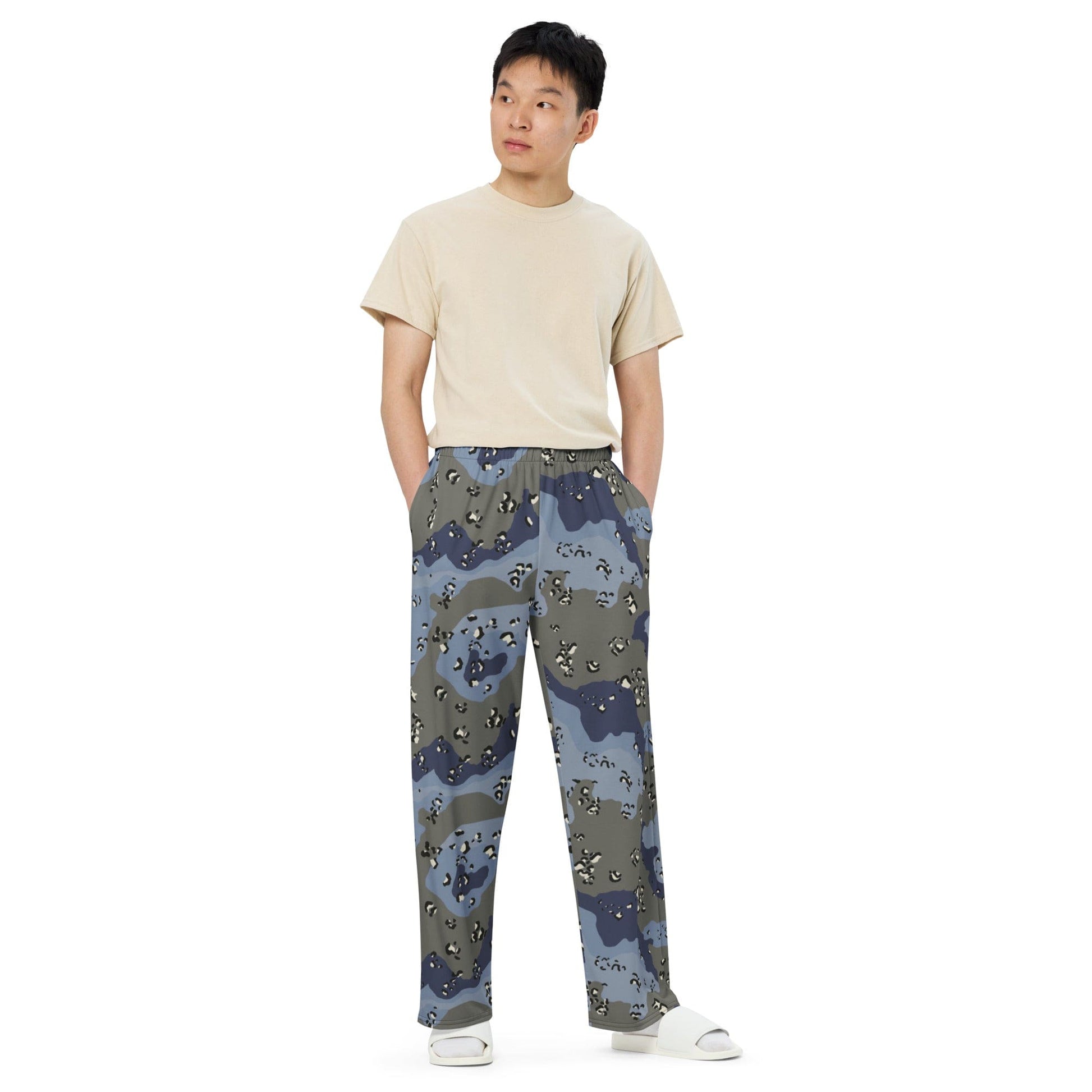 Saudi Arabian Chocolate Chip Security Forces Desert Urban Blue CAMO unisex wide-leg pants - Unisex Wide-Leg Pants