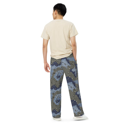 Saudi Arabian Chocolate Chip Security Forces Desert Urban Blue CAMO unisex wide-leg pants - Unisex Wide-Leg Pants