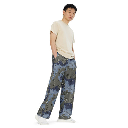 Saudi Arabian Chocolate Chip Security Forces Desert Urban Blue CAMO unisex wide-leg pants - Unisex Wide-Leg Pants