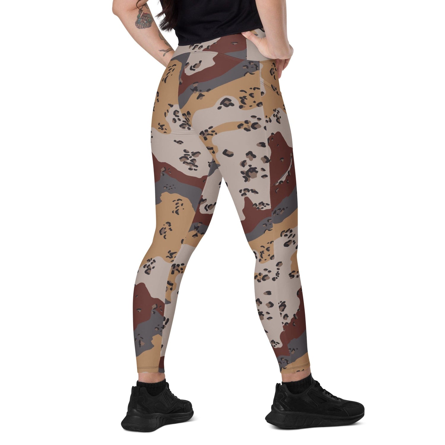 Saudi Arabian Chocolate Chip Special Security Forces Desert CAMO Leggings with pockets - 2XS - Womens