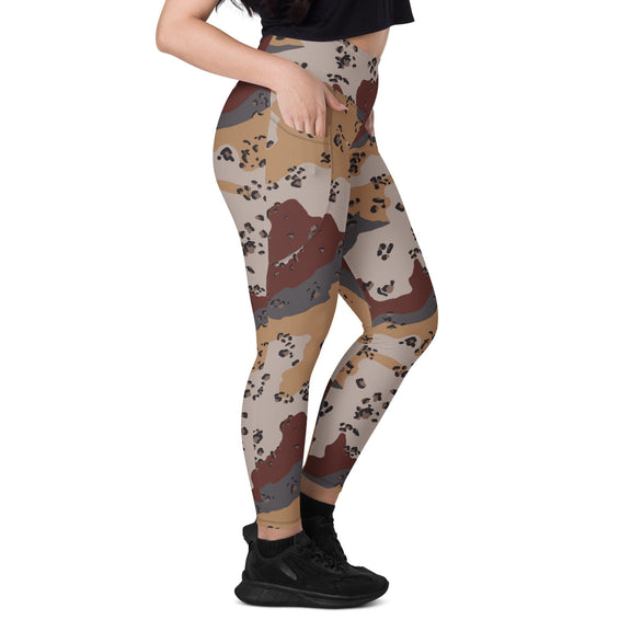 Saudi Arabian Chocolate Chip Special Security Forces Desert CAMO Leggings with pockets - Womens