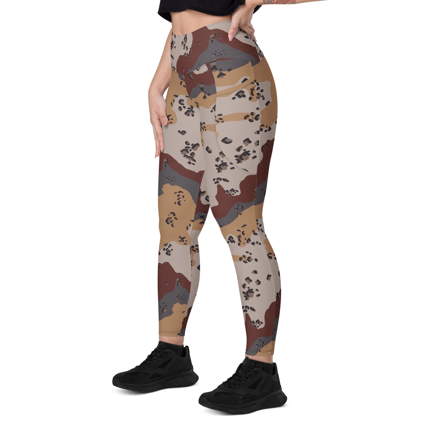 Saudi Arabian Chocolate Chip Special Security Forces Desert CAMO Leggings with pockets - Womens