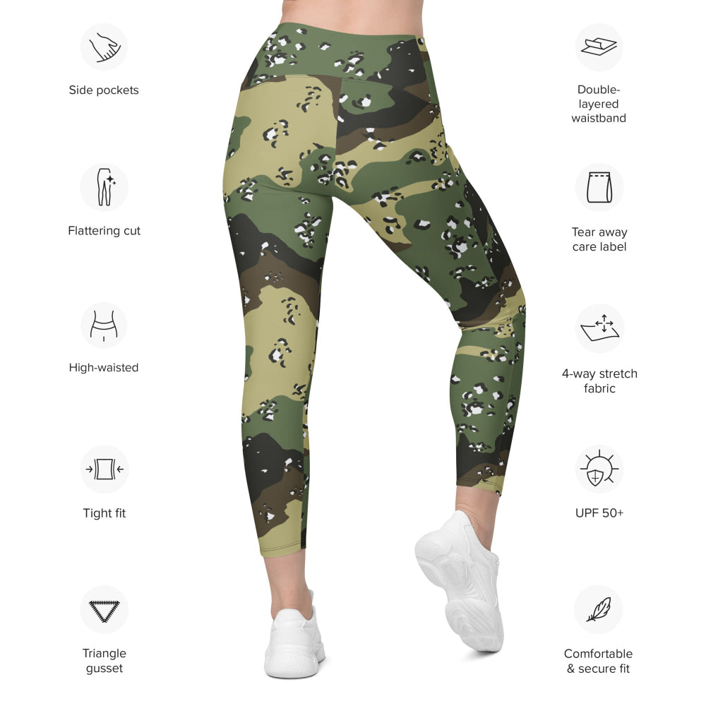 Saudi Arabian Chocolate Chip Special Security Forces Temperate CAMO Leggings with pockets - Womens With Pockets