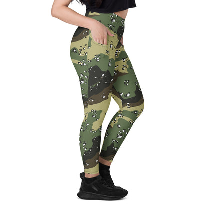 Saudi Arabian Chocolate Chip Special Security Forces Temperate CAMO Leggings with pockets - Womens With Pockets